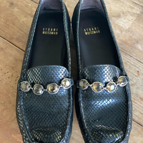 Stuart Weitzman Black Snakeskin Driving Mocs! Chic - Picture 5 of 6